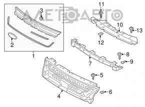 Решетка радиатора grill Ford Escape MK3 13-16 дорест без эмблемы хром полоска, сломаны креп