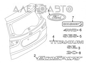 Эмблема надпись Titanium двери багажника Ford Ecosport 18-22