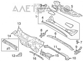 Уплотнитель решетки дворников левый Ford Focus mk3 11-18