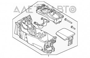 Консоль центральная подлокотник и подстаканники Ford Focus mk3 11-14 подстакан поперёк, черн, царапины