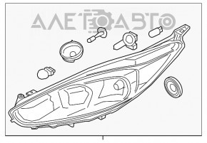Фара передняя левая голая Ford Fiesta 14-19 рест темная,пробит корпус, сломано крепление