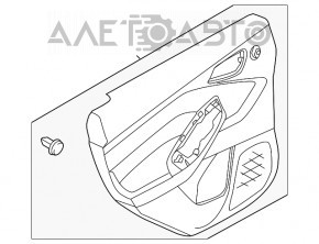 Обшивка двери карточка задняя правая Ford Focus mk3 15-18 серая с серой вставкой пластик, царапина, под химчистку