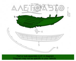 Решітка радіатора grill прав Lincoln MKZ 13-16 черн