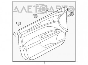 Обшивка дверей картка перед прав Ford Fusion mk5 13-16 беж з беж вставкою ганчірка, підлокітник шкіра, молдинг сірий структура