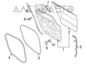 Уплотнитель двери низ задний левый Ford Fusion mk5 13-20 передний