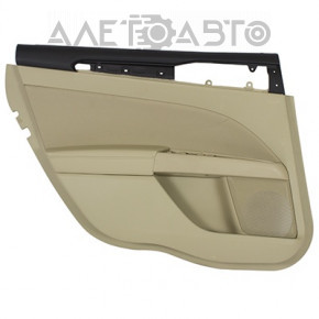 Обшивка двери карточка задняя левая Ford Fusion mk5 13-16 беж с беж вставкой тряпка, подлокотник кожа, молдинг серый структура, под химчистку