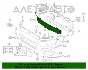 Абсорбер переднего бампера Ford Fusion mk5 13-16 отсутствует часть, трещины
