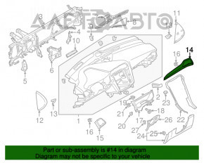 Накладка торпеды правая Ford Fusion mk5 13-16 графит с вставкой под дерево