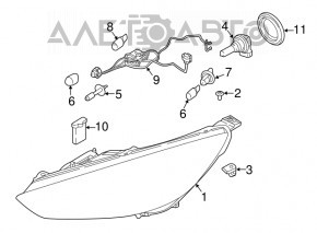 Фара передняя левая в сборе Ford Focus mk3 15-18 рест LED DRL светлая