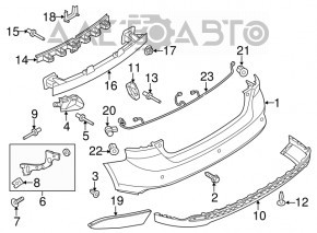 Кріплення заднього бампера зовн праве Ford Focus mk3 15-18 рест 5d