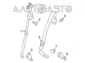Ремень безопасности задний правый Lincoln MKX 16- бежевый