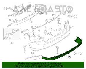 Губа переднего бампера центр Ford Focus mk3 15-18 рест Sport