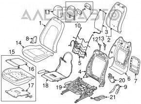 Пассажирское сидение Lincoln MKZ 13-16 без airbag, электро, подогрев, кожа корич