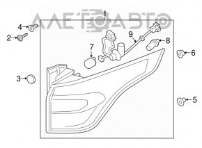 Ліхтар зовнішній крило правий Ford Escape MK3 17-19 рест запиляна кромка, повітря під склом