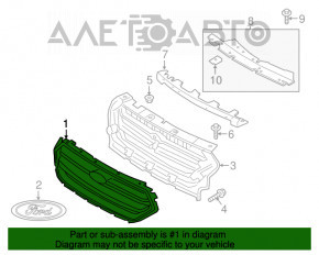 Решетка радиатора grill Ford Escape MK3 17-19 рест серая с хромом с эмблемой, царапины, песок