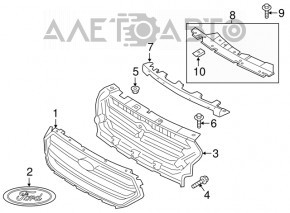 Решетка радиатора grill Ford Escape MK3 17-19 рест серая с хромом с эмблемой запилена, песок