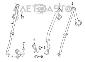 Ремінь безпеки задній правий Ford Ecosport 18-22 черн