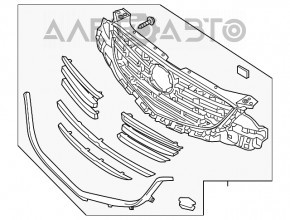 Решетка радиатора grill Mazda CX-5 15-16 в сборе со значком, трещина, слом креп, царапины, песок