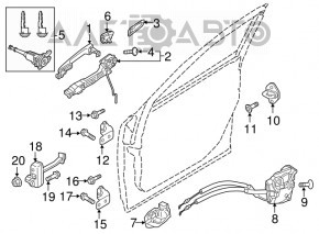 Механізм ручки дверей передньої лев Mazda CX-5 17-