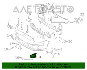 Грати переднього бампера права Ford Fusion mk5 19-20 під птф матова