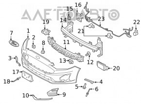 Грати переднього бампера права Ford Fusion mk5 19-20 під птф матова