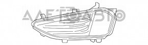 Решетка переднего бампера левая Ford Edge 19- под ПТФ с хром молдингом, песок