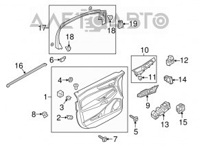 Обшивка дверей картка передня прав Ford Edge 19-23 чорна Titanium