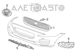 Решетка радиатора grill Jaguar F-Pace X761 17-20 с эмблемой, черный глянец, песок, прижата