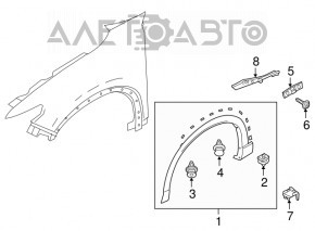 Кріплення накладки арки крила перед правим Mazda CX-9 16-