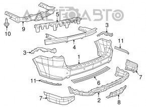 Заглушка губи заднього бампера Dodge Durango 14 - структура, під фаркоп