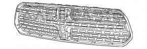 Решетка радиатора grill в сборе Dodge Durango 14-20 с эмблемой, решетка черная тип 2, обрамление хром, песок на хроме