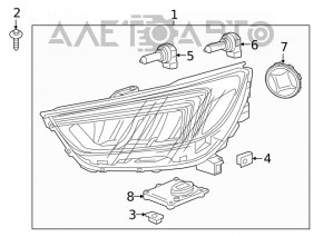 Фара передняя левая голая Buick Encore 17-19 галоген