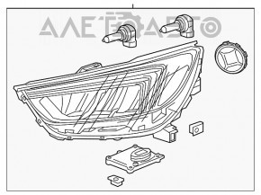 Фара передняя правая голая Buick Encore 17-19 галоген