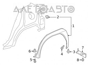 Накладка арки крыла задняя правая Lexus UX200 UX250h 19-