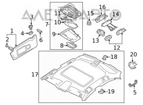 Крючок крепления пассажирского козырька Audi A4 B9 17- серый новый OEM оригинал
