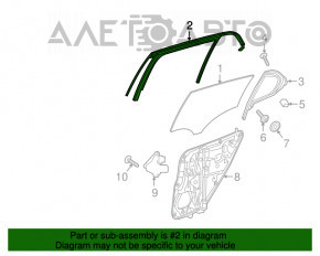 Уплотнитель стекла двери задний правый Mercedes GLA 15-20