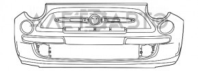 Бампер передний голый Fiat 500 12-17 Sport черный PXR царапины, отклеены крепления