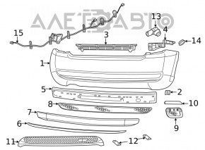 Решетка заднего бампера правая Fiat 500 12-17