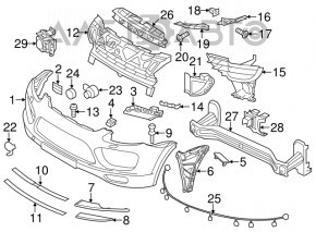 Решетка переднего бампера правая Porsche Cayenne 958 11-14