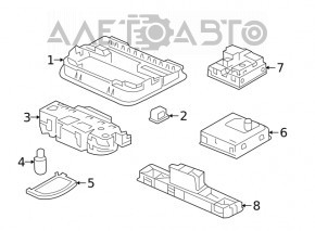 Плафон освещения передний Honda Civic X FC 19-21 4d серый, без люка, US, CAN built