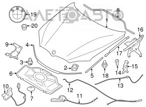 Капот голий BMW X5 F15 14-18 алюміній, графіт A90, тичка