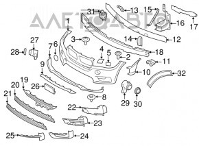 Решетка переднего бампера левая BMW X5 F15 14-18 открытая