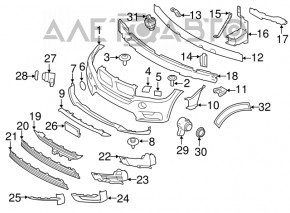 Бампер передній голий BMW X5 F15 14-18 під 4 парктроніки, PMA