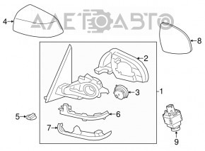 Зеркало боковое левое BMW X5 F15 14-18 крепление мат, поворотник, подогрев, автозатемнение, BSM