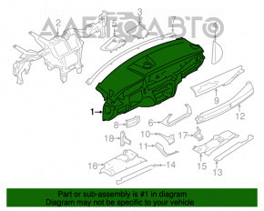 Торпедо передня панель з AIRBAG BMW X5 F15 14-18 шкіра чорна Dakota, під проекцію