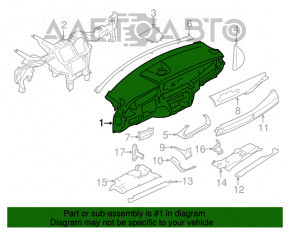 Торпедо передня панель без AIRBAG BMW X5 F15 14-18 шкіра чорна Dakota, без проекції, Bang and Olufsen