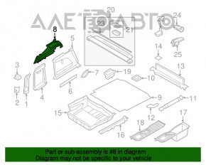 Крепление шторки багажника левое BMW X5 F15 14-18 черная под 2 ряда