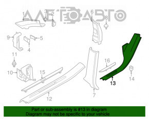 Накладка порога задняя левая BMW X5 F15 14-18 черная под 2 ряда с хром вставкой