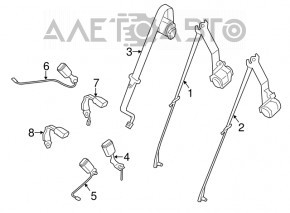 Ремінь безпеки 2 ряд лівий BMW X5 F15 14-18 беж OYSTER під 3 ряди, Сomfort