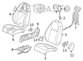 Пассажирское сидение Honda Civic X FC 19-21 4d без airbag, механич, тряпка серое